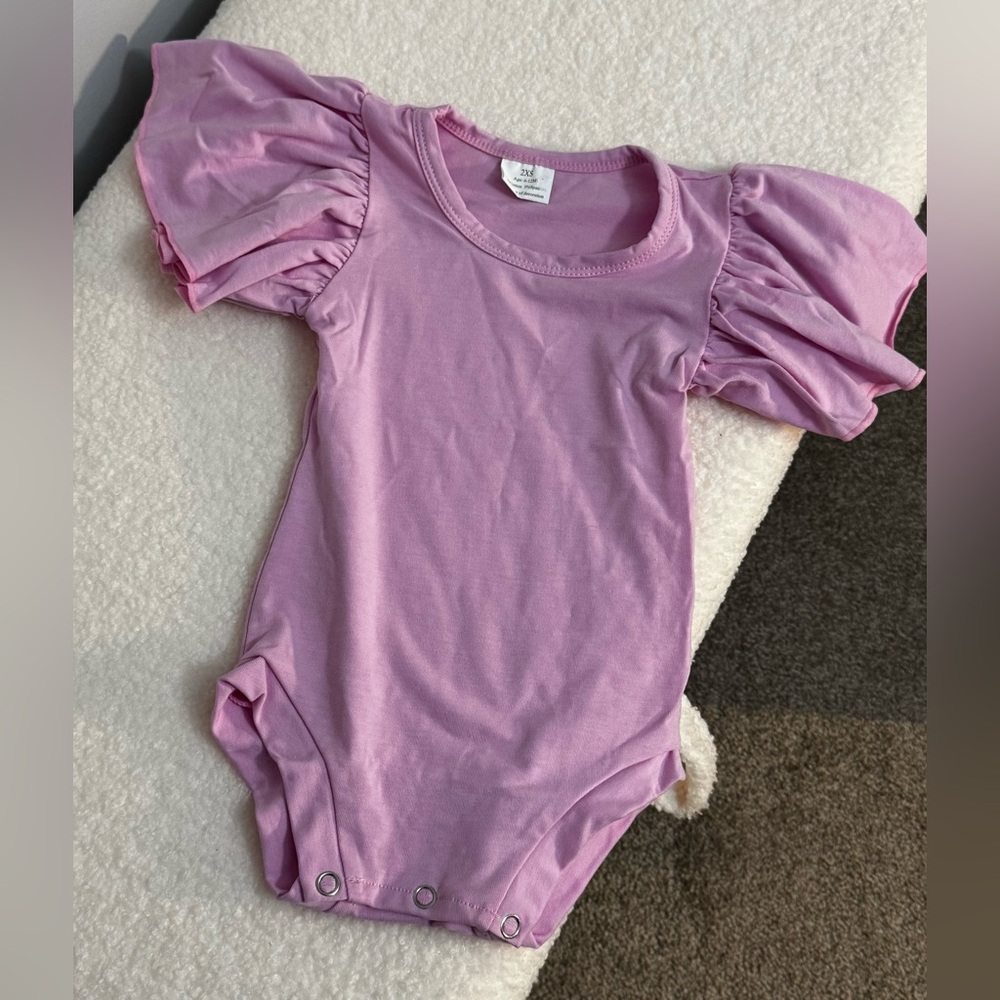 Pink Ruffled Sleeve Baby Onesie